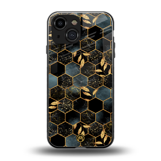 black blue tile marble back phone cover | glass case for iphone 13 mini