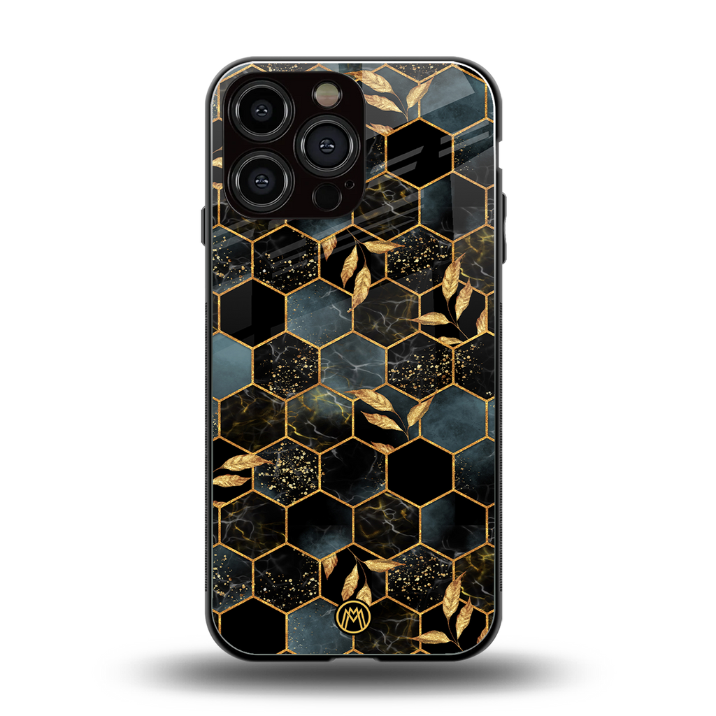 black blue tile marble back phone cover | glass case for iphone 13 pro max