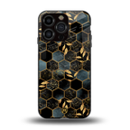 black blue tile marble back phone cover | glass case for iphone 13 pro