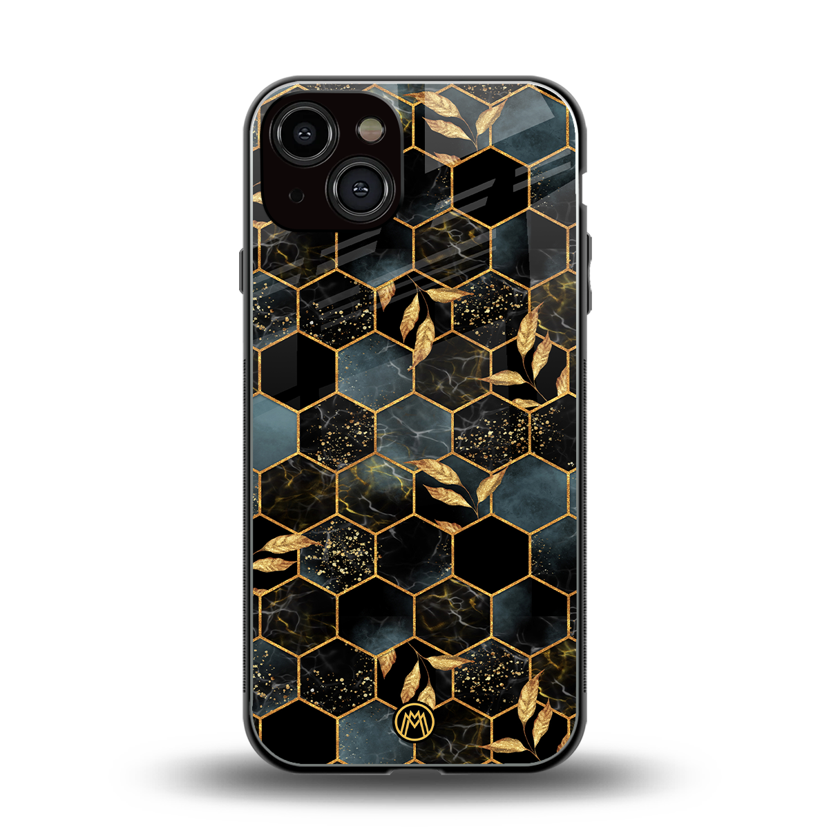 black blue tile marble back phone cover | glass case for iphone 13