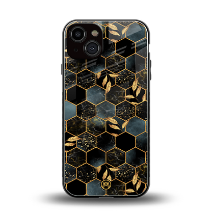 black blue tile marble back phone cover | glass case for iphone 13