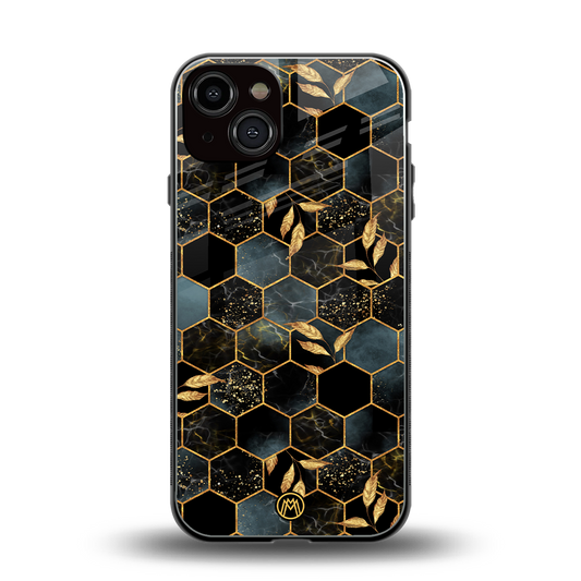 black blue tile marble back phone cover | glass case for iphone 13