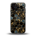 black blue tile marble back phone cover | glass case for iphone 14 plus