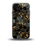black blue tile marble back phone cover | glass case for iphone 14 plus