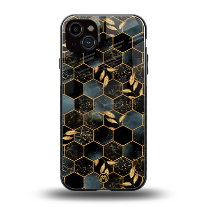 black blue tile marble back phone cover | glass case for iphone 14 plus