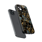 black blue tile marble back phone cover | glass case for iphone 15 plus