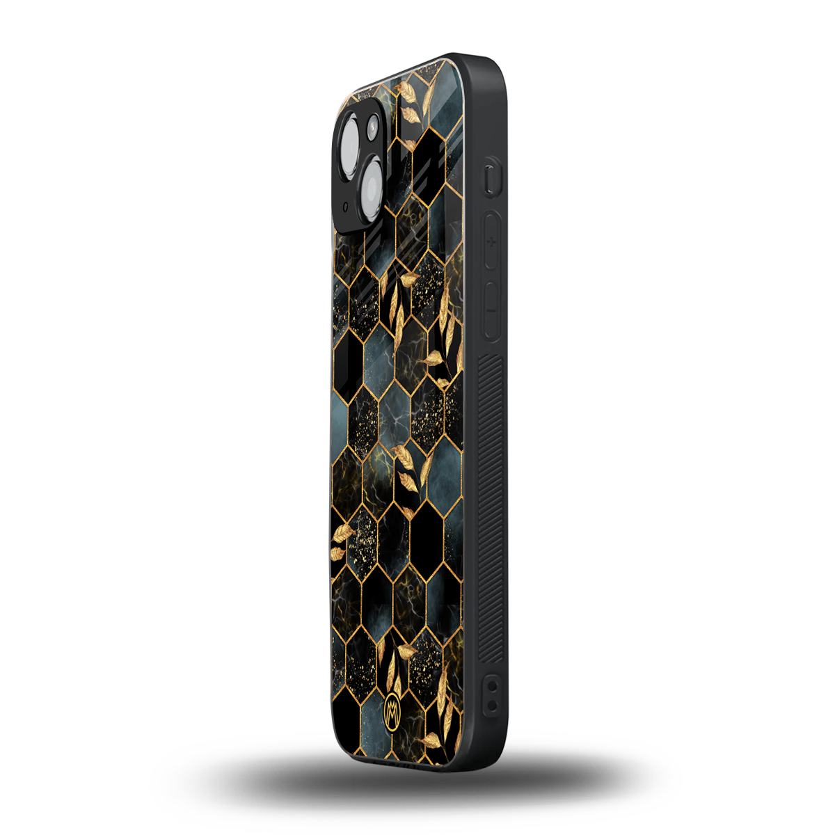 black blue tile marble back phone cover | glass case for iphone 14 plus