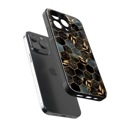 black blue tile marble back phone cover | glass case for iphone 14 pro max