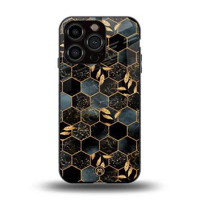 black blue tile marble back phone cover | glass case for iphone 15 pro