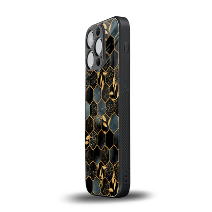 black blue tile marble back phone cover | glass case for iphone 14 pro