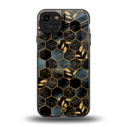 black blue tile marble back phone cover | glass case for iphone 15