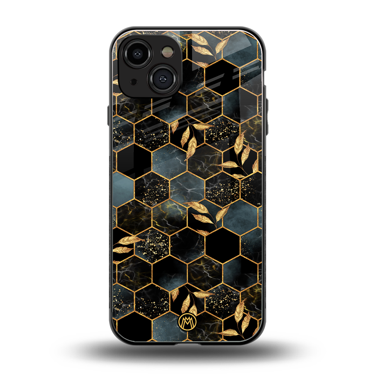 black blue tile marble back phone cover | glass case for iphone 15
