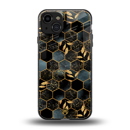black blue tile marble back phone cover | glass case for iphone 15