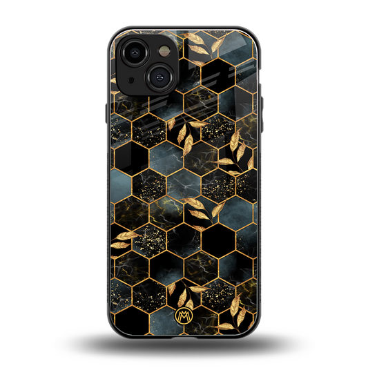 black blue tile marble back phone cover | glass case for iphone 15