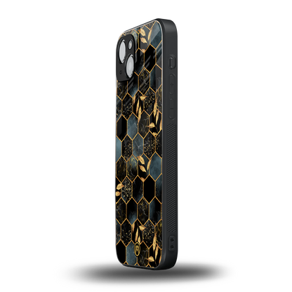 black blue tile marble back phone cover | glass case for iphone 15