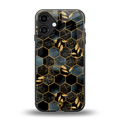 black blue tile marble back phone cover | glass case for iphone 16 plus