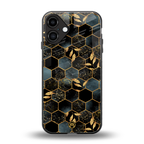 black blue tile marble back phone cover | glass case for iphone 16 plus