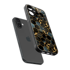 black blue tile marble back phone cover | glass case for iphone 16 plus