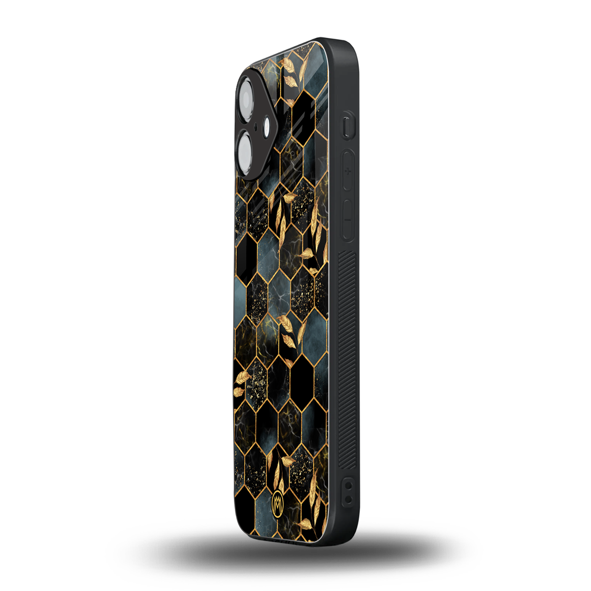 black blue tile marble back phone cover | glass case for iphone 16 plus