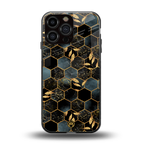 black blue tile marble back phone cover | glass case for iphone 16 pro max