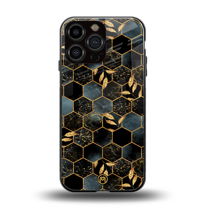 black blue tile marble back phone cover | glass case for iphone 16 pro max