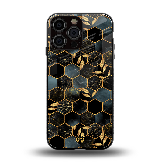black blue tile marble back phone cover | glass case for iphone 16 pro max
