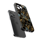 black blue tile marble back phone cover | glass case for iphone 16 pro max