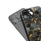 black blue tile marble back phone cover | glass case for iphone 13 pro max