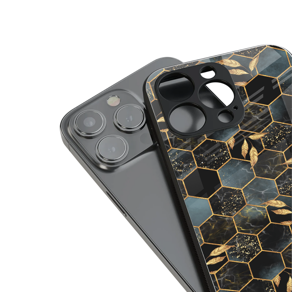 black blue tile marble back phone cover | glass case for iphone 13 mini