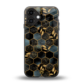 black blue tile marble back phone cover | glass case for iphone 16