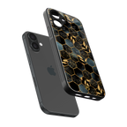 black blue tile marble back phone cover | glass case for iphone 16