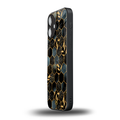 black blue tile marble back phone cover | glass case for iphone 16