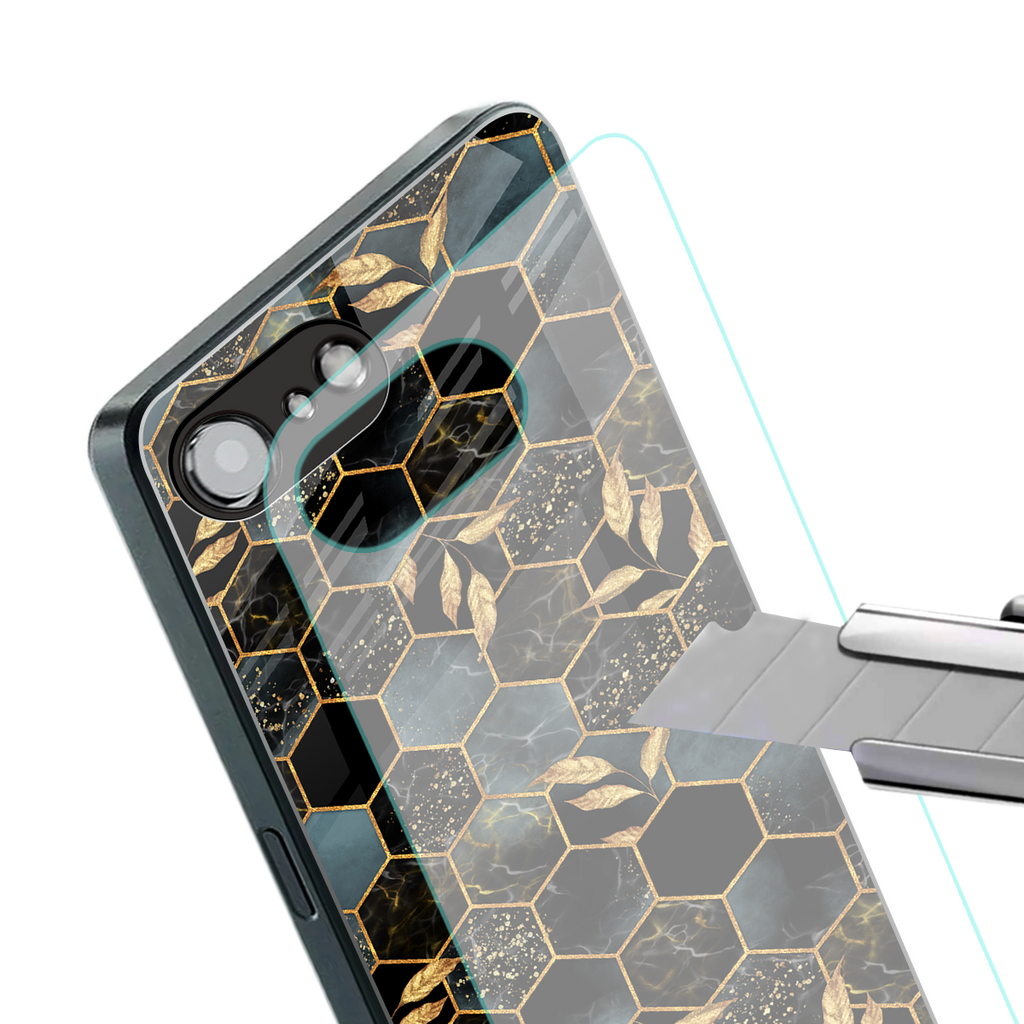 black blue tile marble back phone cover | glass case for iphone 16e