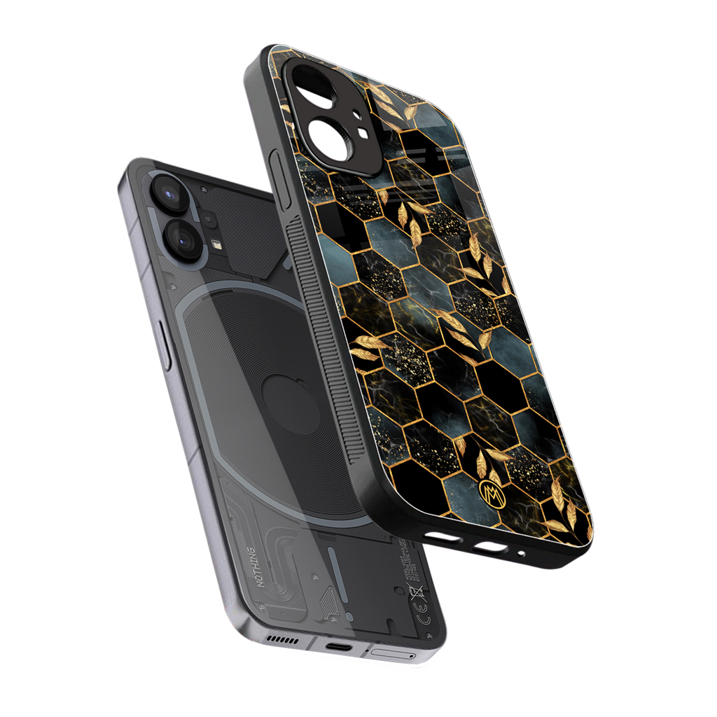 black blue tile marble back phone cover | glass case for nothing phone 1