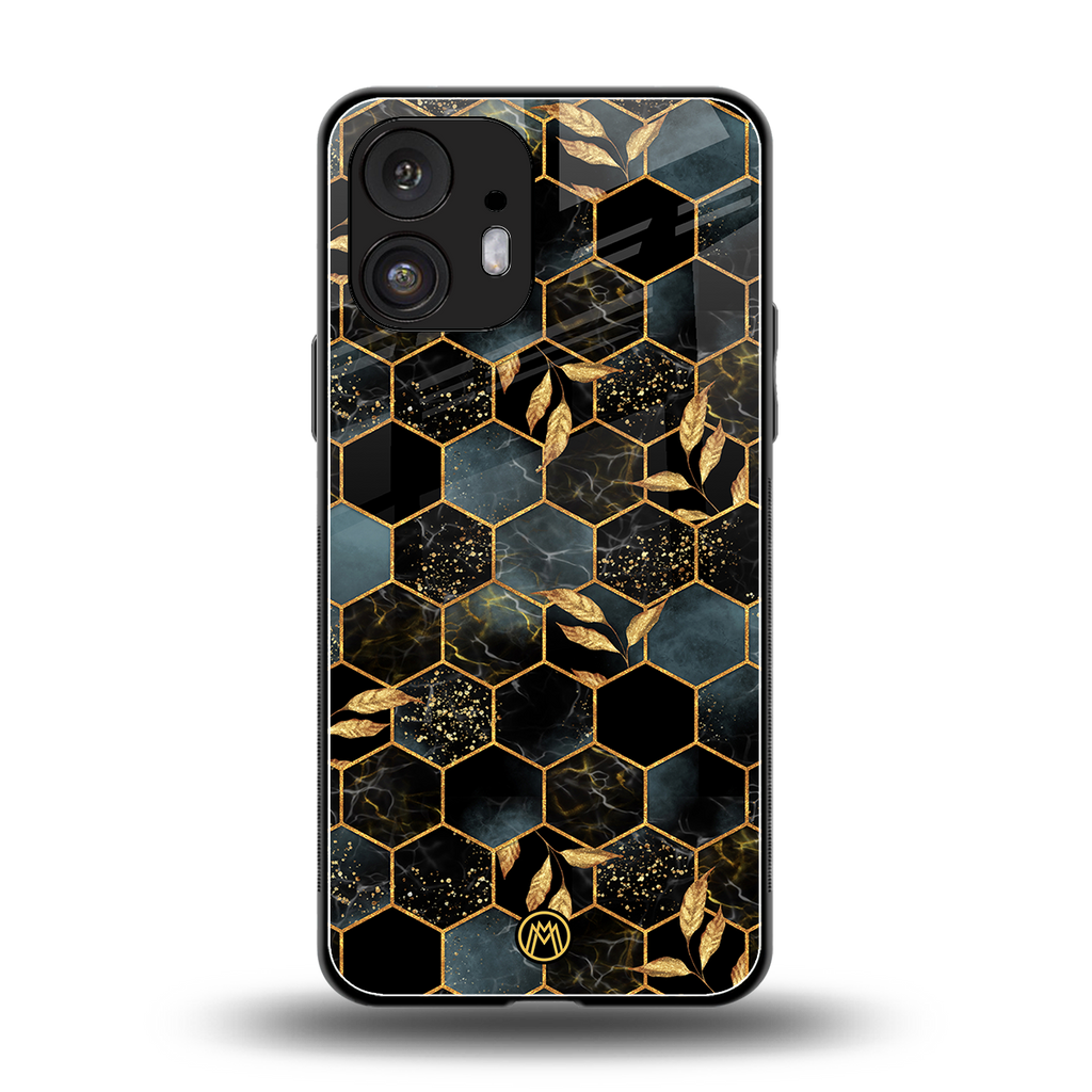 black blue tile marble back phone cover | glass case for nothing phone 2