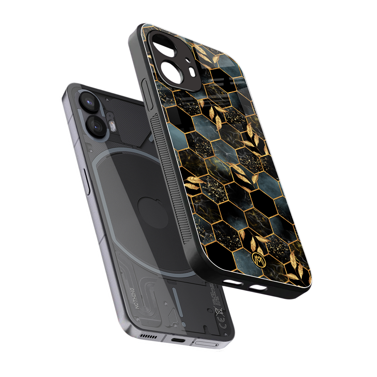 black blue tile marble back phone cover | glass case for nothing phone 2