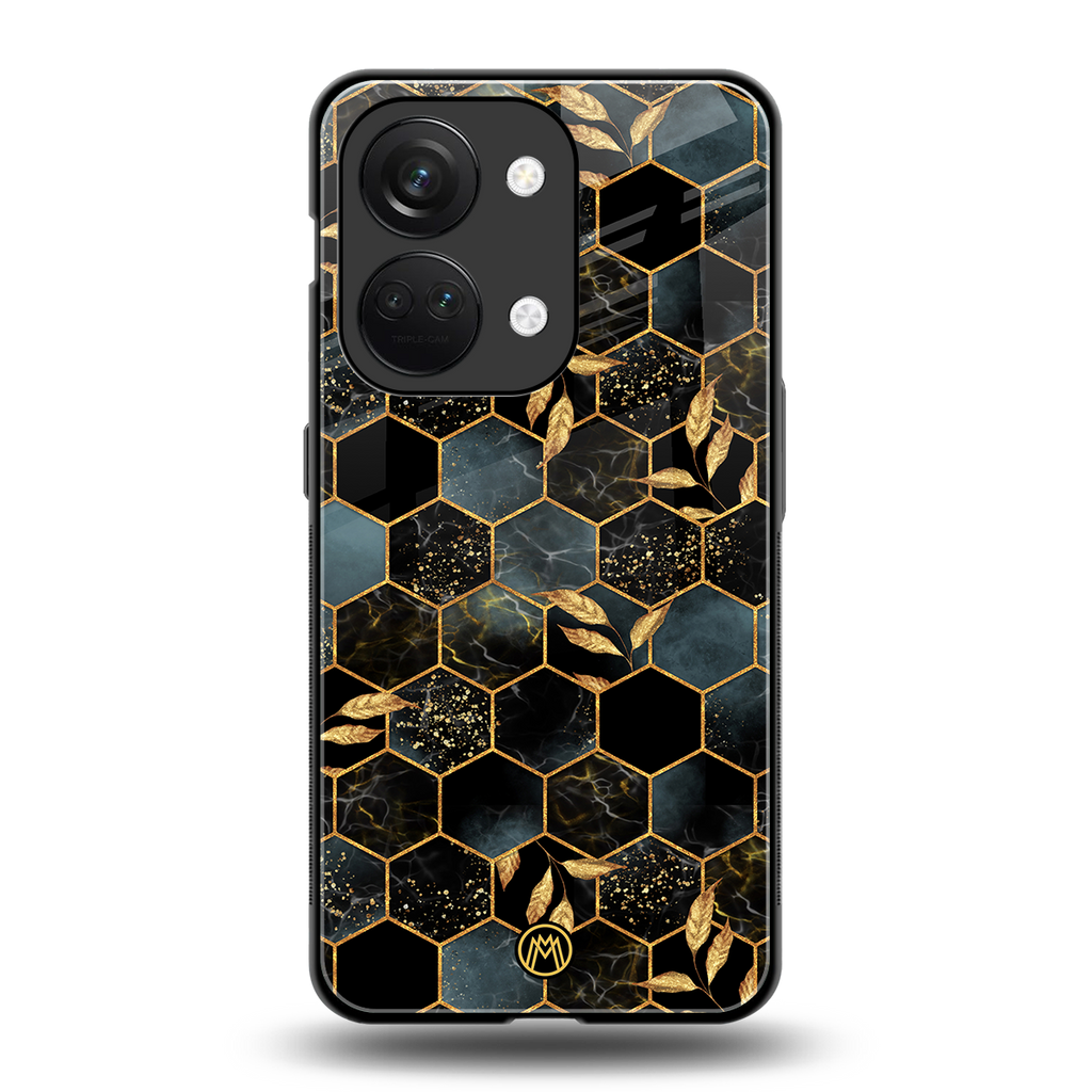 black blue tile marble back phone cover | glass case for oneplus nord 3