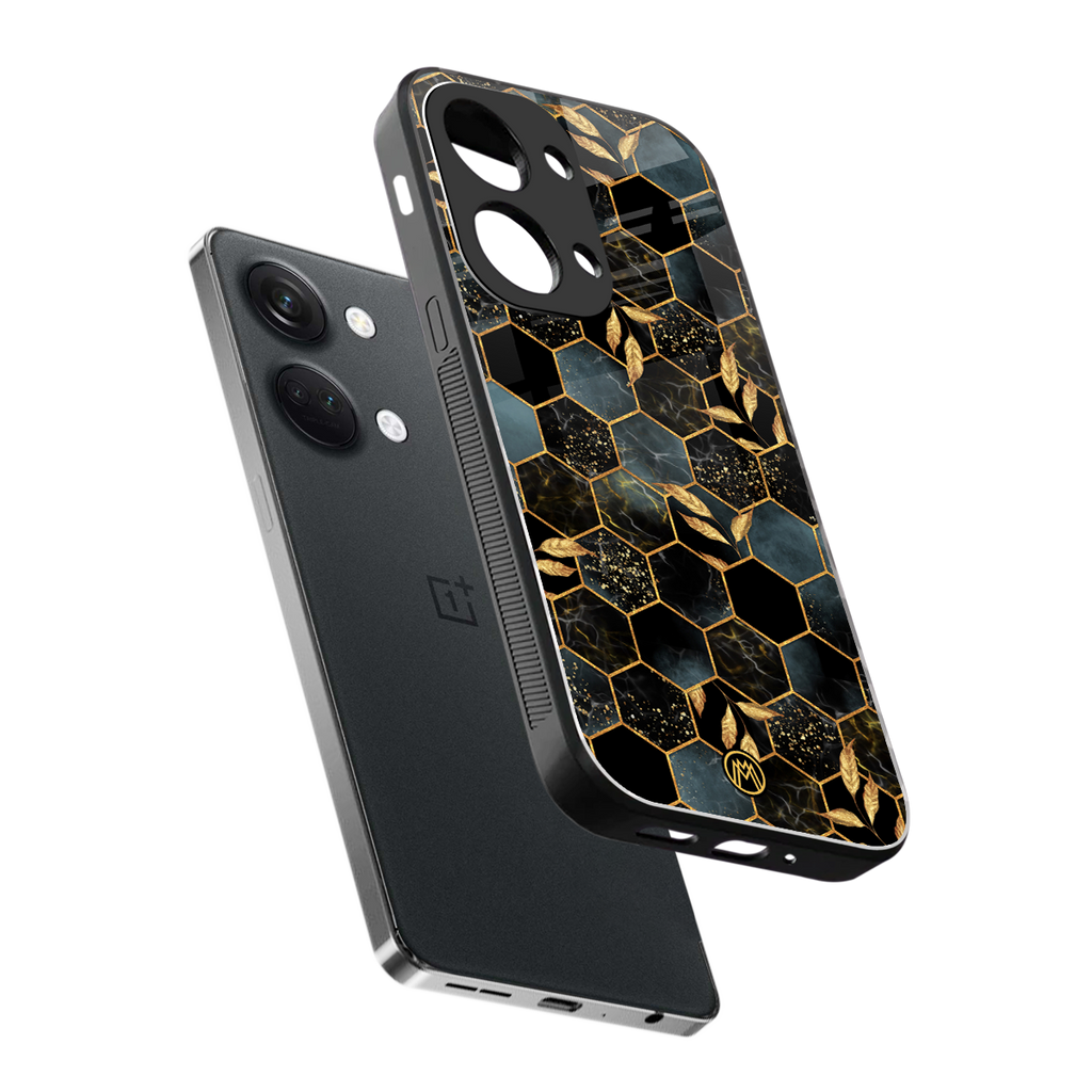 black blue tile marble back phone cover | glass case for oneplus nord 3