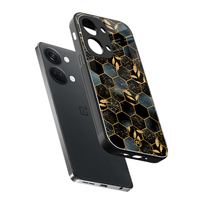 black blue tile marble back phone cover | glass case for oneplus nord 3