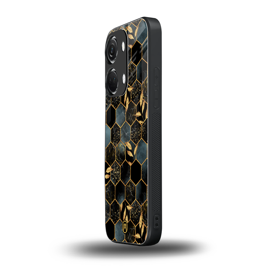 black blue tile marble back phone cover | glass case for oneplus nord 3