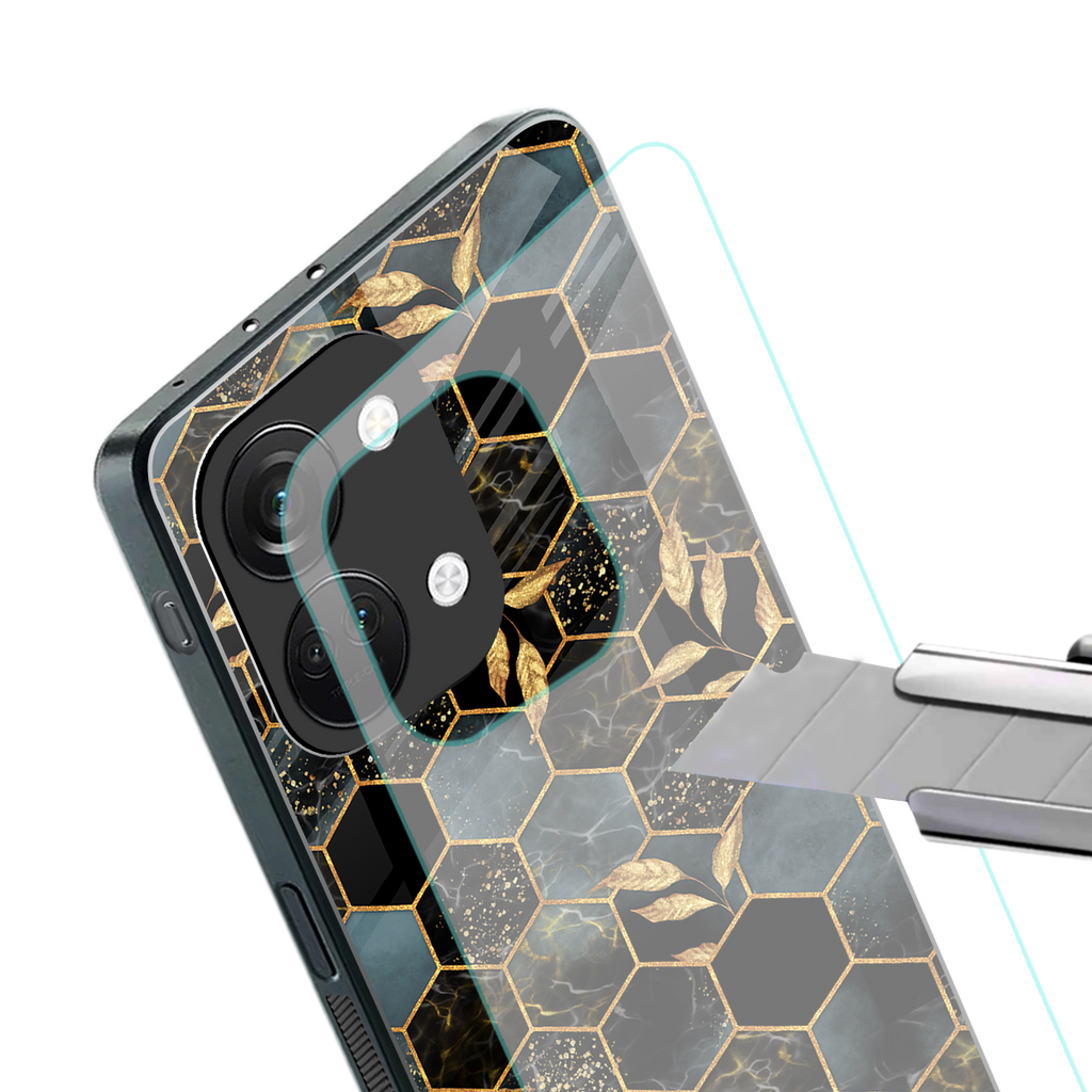 black blue tile marble back phone cover | glass case for oneplus nord 3