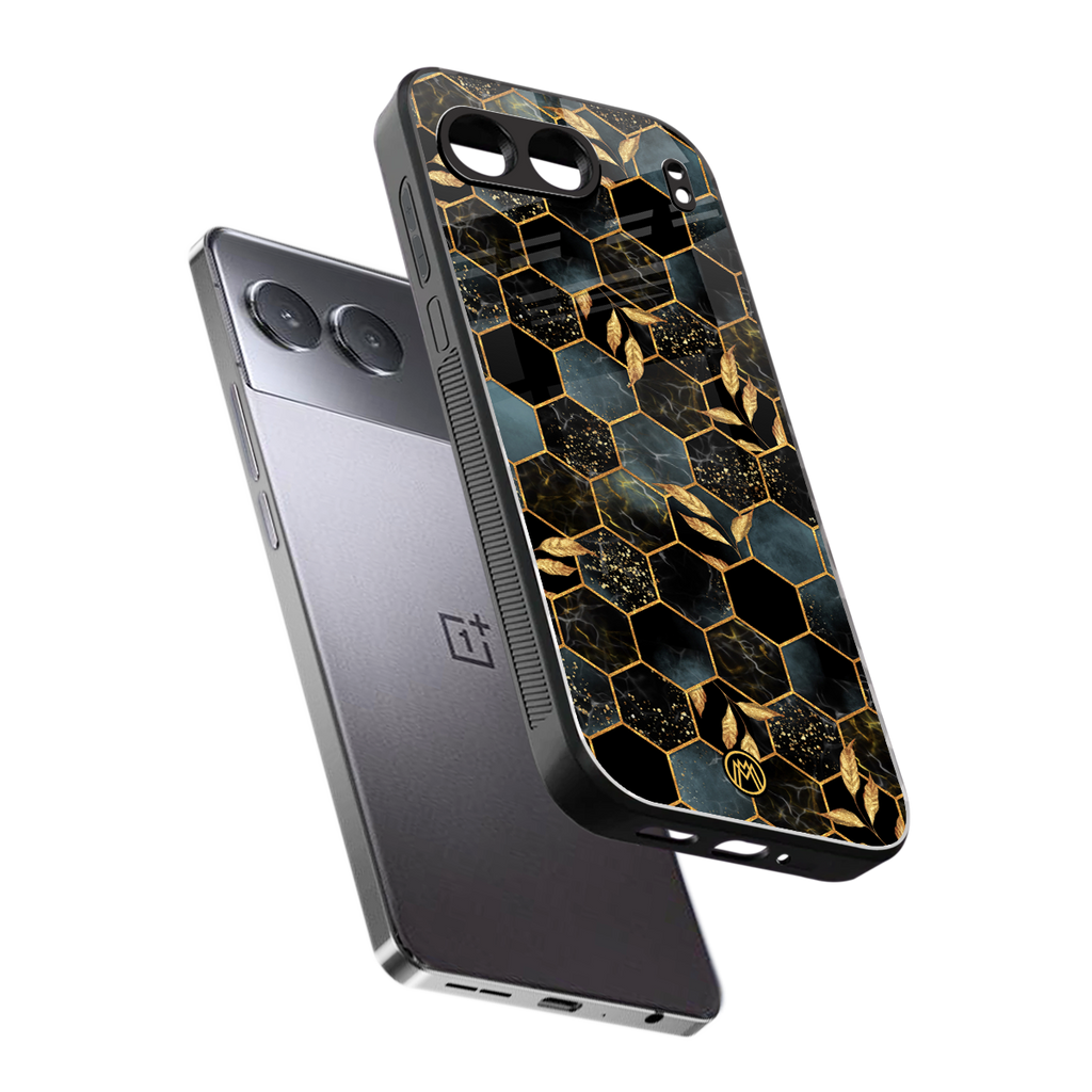 black blue tile marble back phone cover | glass case for oneplus nord 4