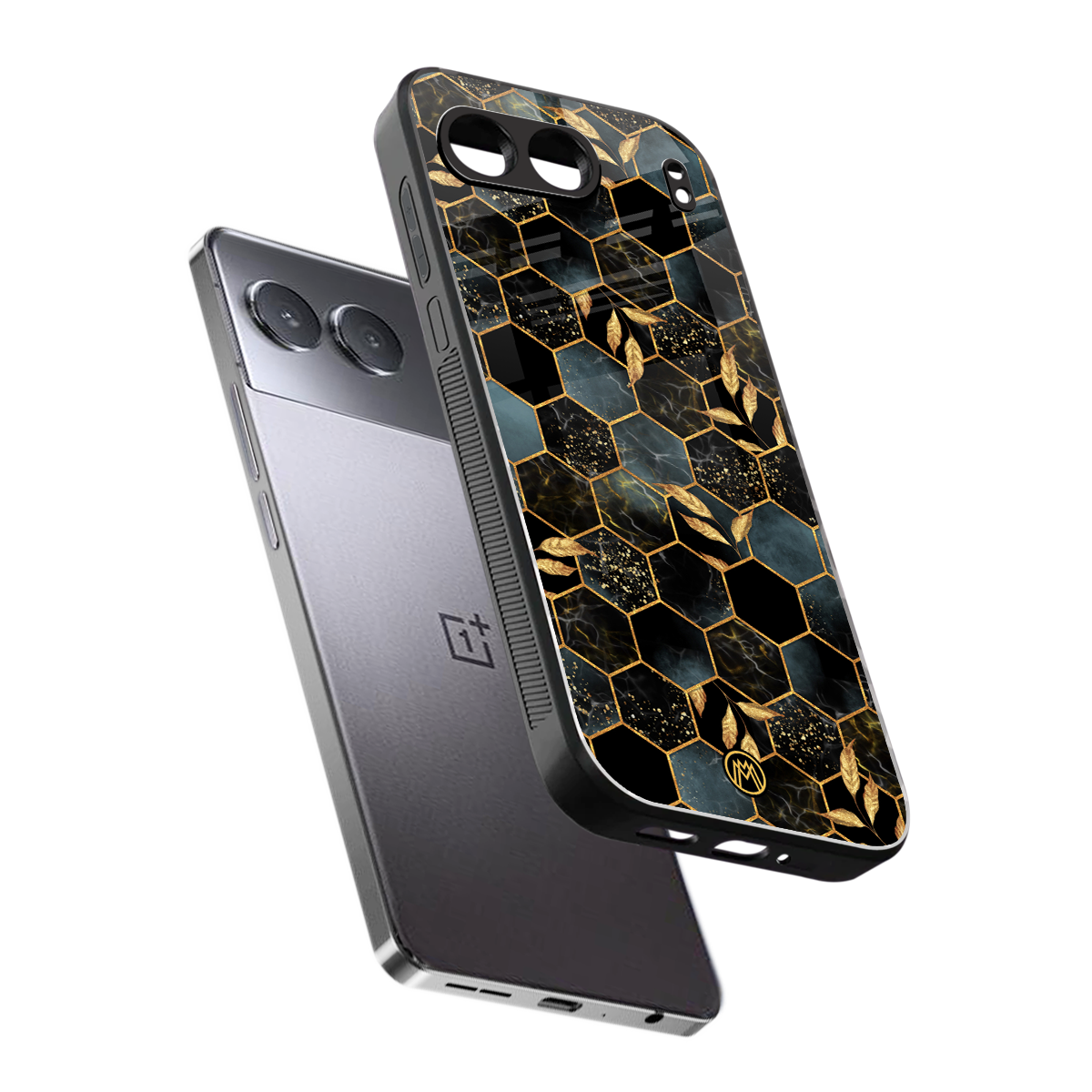 black blue tile marble back phone cover | glass case for oneplus nord 4