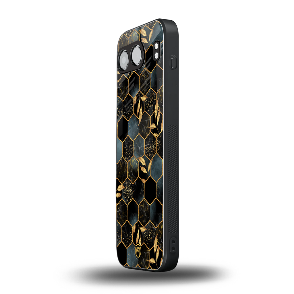 black blue tile marble back phone cover | glass case for oneplus nord 4