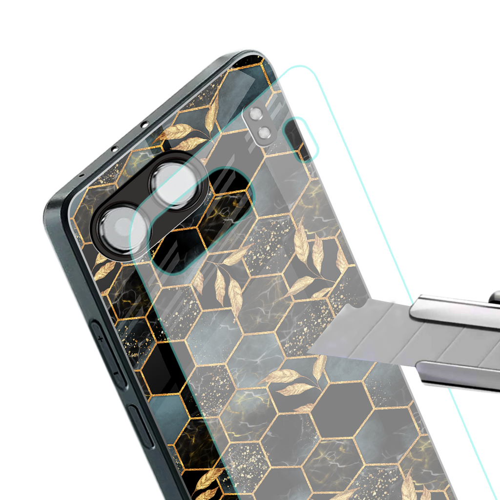 black blue tile marble back phone cover | glass case for oneplus nord 4