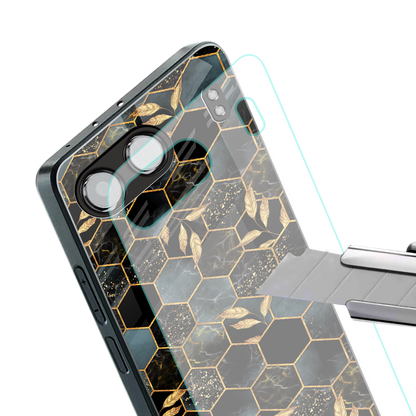 black blue tile marble back phone cover | glass case for oneplus nord 4