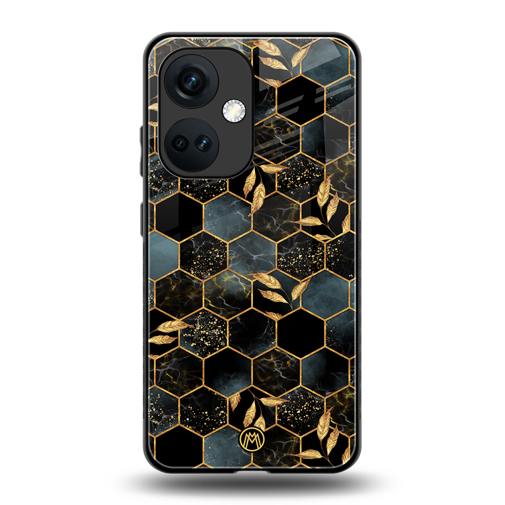 black blue tile marble back phone cover | glass case for oneplus nord ce 3