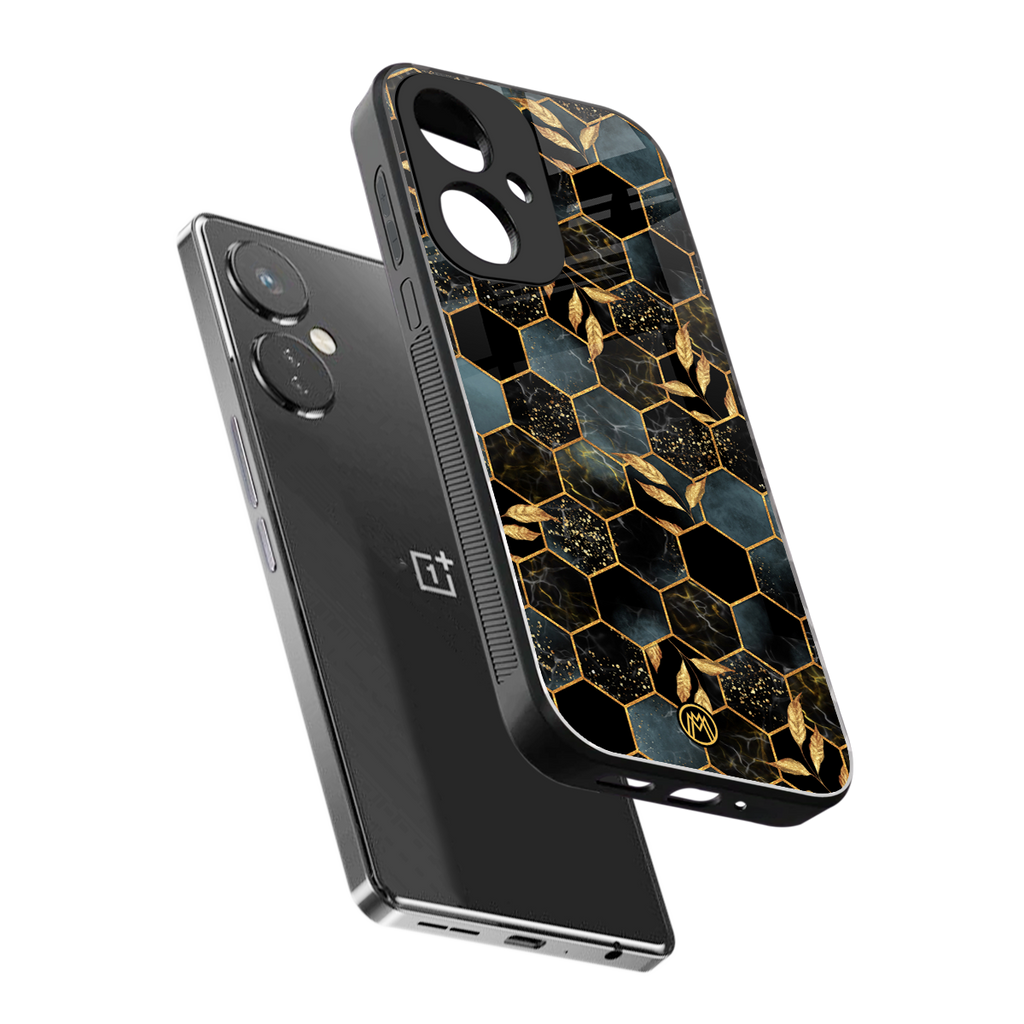 black blue tile marble back phone cover | glass case for oneplus nord ce 3