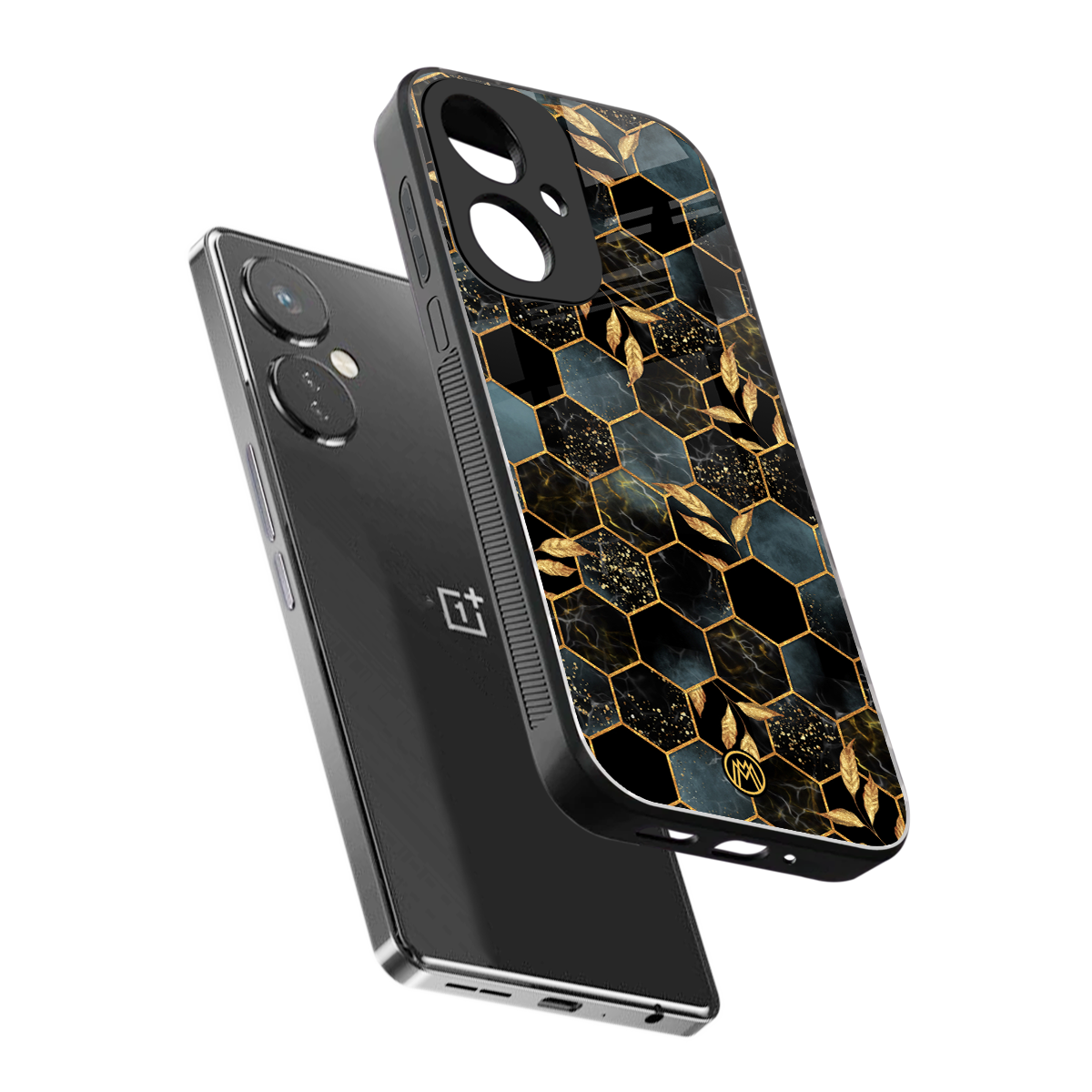 black blue tile marble back phone cover | glass case for oneplus nord ce 3