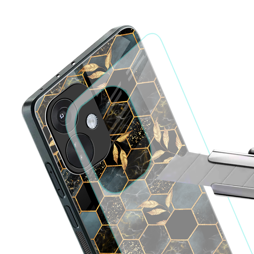 black blue tile marble back phone cover | glass case for oneplus nord ce 3